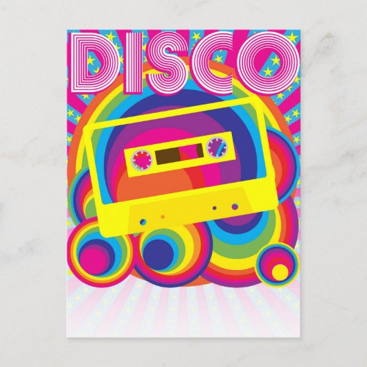 Disco-Party Einladungspostkarte (Vorderseite)