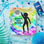 Disco Party Gefärbte Krawatte Erwachsene Retro Geb Pappteller (Party)