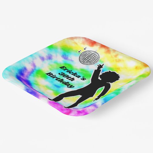 Disco Party Gefärbte Krawatte Erwachsene Retro Geb Pappteller (Gewinkelt)