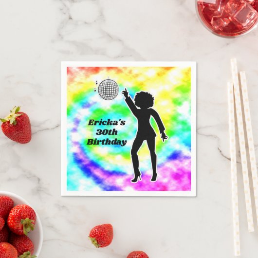 Disco Party Gefärbte Krawatte Erwachsene Retro Geb Serviette (Beispiel)