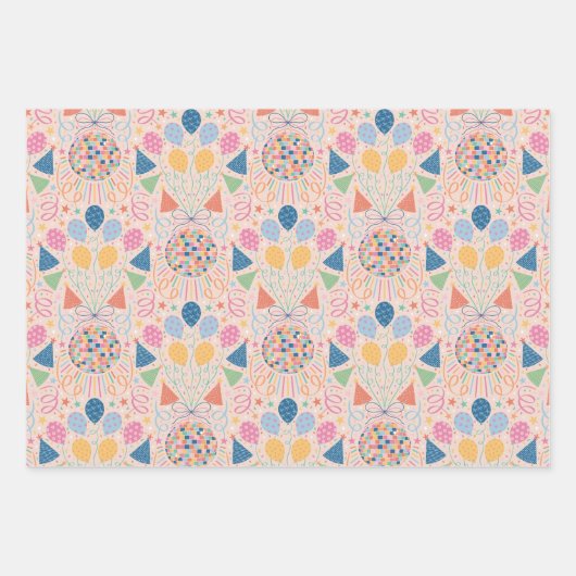 Disco-Party Geschenkpapier Set (Vorderseite)