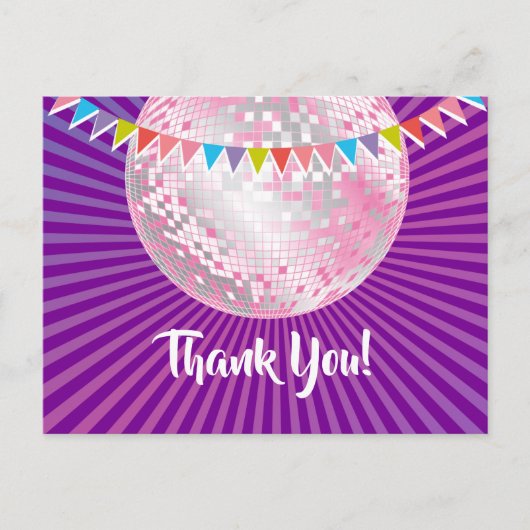 Disco Party, Glitzer, Tanz, Party Dankeschön Karte (Vorderseite)