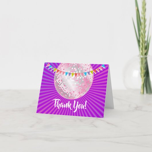 Disco Party, Glitzer, Tanz, Party Dankeschön Karte (Vorderseite)