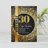 Disco-Party, Gold, 70er, Geburtstagsparty Einladung (Stehend Vorderseite)