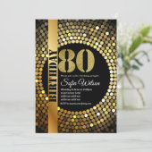 Disco-Party, Gold, 70er, Geburtstagsparty Einladung (Stehend Vorderseite)