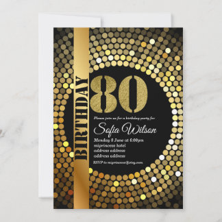 Disco-Party, Gold, 70er, Geburtstagsparty Einladung