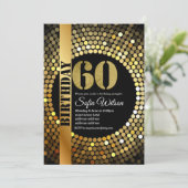 Disco-Party, Gold, 70er, Geburtstagsparty Einladung (Stehend Vorderseite)