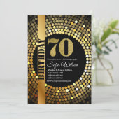 Disco-Party, Gold, 70er, Geburtstagsparty Einladung (Stehend Vorderseite)