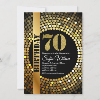 Disco-Party, Gold, 70er, Geburtstagsparty Einladung