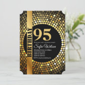 Disco-Party, Gold, 95 Jahre, Einladung zur Geburts (Stehend Vorderseite)