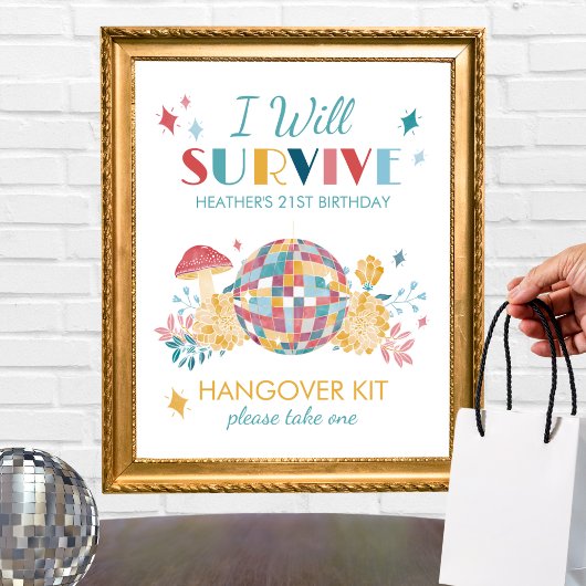 Disco Party I wird Hangover Kit Party signieren Poster