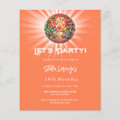 Disco Party Korallenorange Einladung zum Geburtsta (Vorderseite)