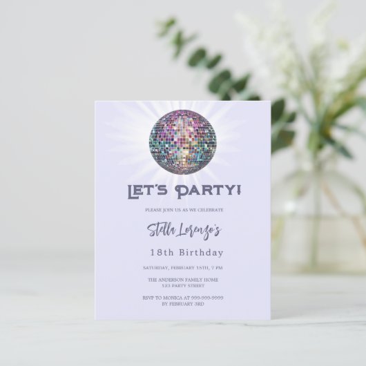 Disco Party Lavendel Geburtstagsfeier (Stehend Vorderseite)