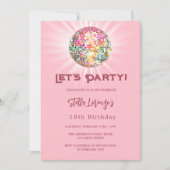 Disco Party pink Geburtstag Einladung (Vorderseite)