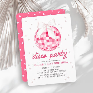 Disco-Party Pinker Disco-Ball-Bogen 21. Geburtstag Einladung