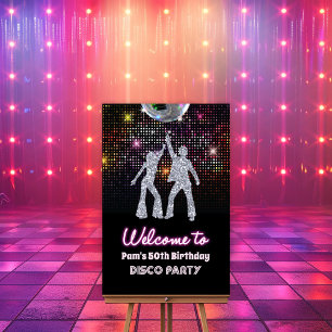 Disco-Party Retro 70er Jahre Party Willkommensschi Poster