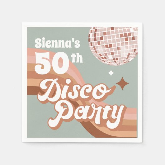 Disco Party Retro Birthday Napkins Serviette (Vorderseite)