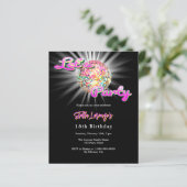 Disco Party Rosa Geburtstagseinladung (Stehend Vorderseite)