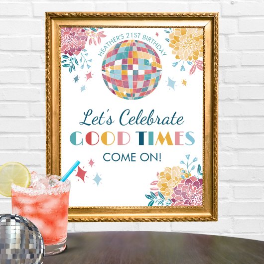 Disco Party Sign feiern gute Zeiten Poster
