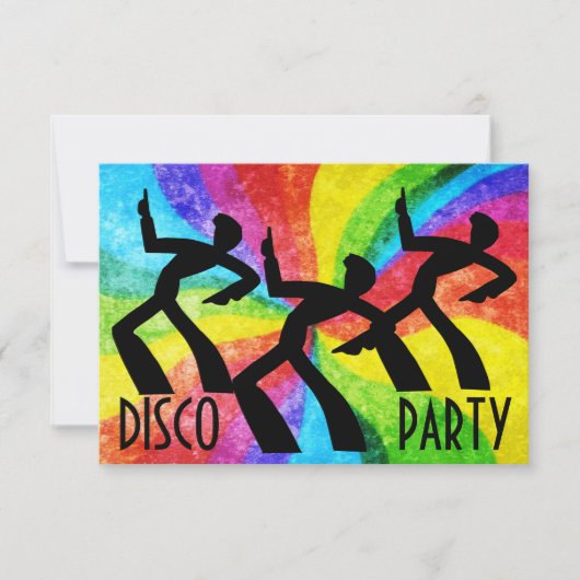 Disco-Party - Tanzende Menschen und Regenbogen-Wir Einladung (Vorderseite)