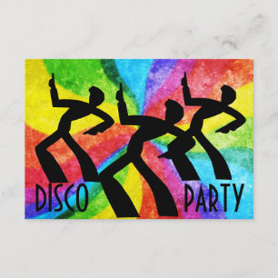 Disco-Party - Tanzende Menschen und Regenbogen-Wir Einladung
