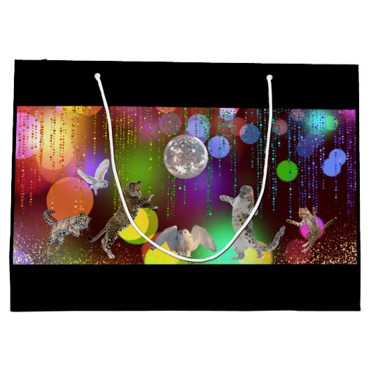 Disco Party Tiergeschenktasche Große Geschenktüte (Rückseite)