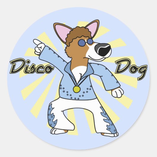 Disco Pembroke Welsh Corgi Runder Aufkleber (Vorderseite)