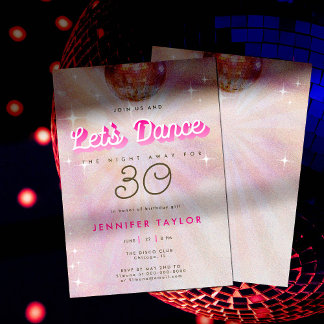 Disco Pink Aquamarin Retro Dance 30. Geburtstag Pa Einladung