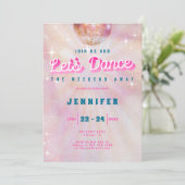Disco Pink Aquamarin Retro Dance Bacheloretto Einladung (Stehend Vorderseite)