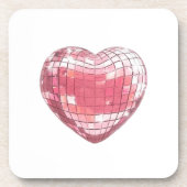Disco Pink Heart Mouse Pad Getränkeuntersetzer (Vorderseite)