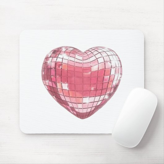 Disco Pink Heart Mouse Pad Mousepad (Mit Mouse)