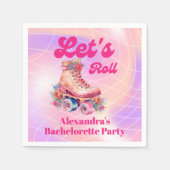 Disco Pink Retro Roller Skaten Bachelorette Teil Serviette (Vorderseite)