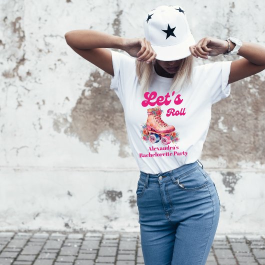 Disco Pink Retro Roller Skaten Bachelorette Teil T-Shirt