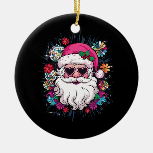 Disco Pink Weihnachten Weihnachten Weihnachten Wei Keramik Ornament (Vorne)
