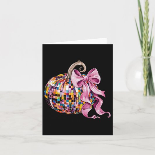 Disco Pumpkin Coquette Bow Ästhetische Herbst Dank Karte (Vorderseite)