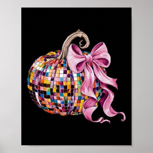 Disco Pumpkin Coquette Bow Ästhetische Herbst Dank Poster (Vorne)