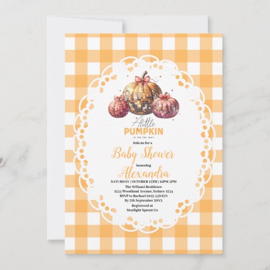 Disco Pumpkin Patch Baby Dusche Einladung (Vorderseite)
