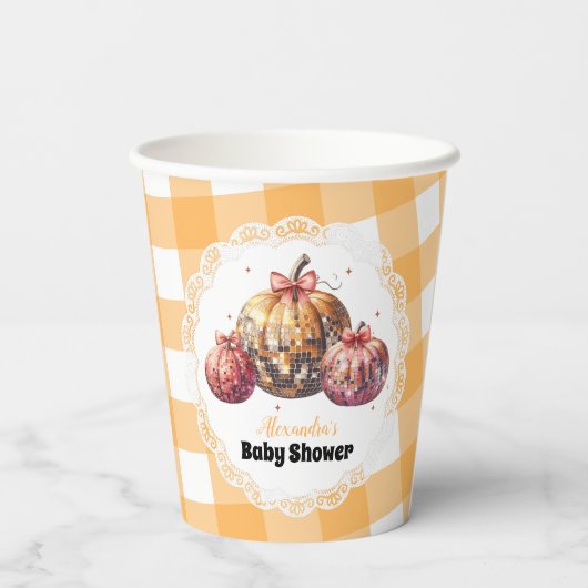 Disco Pumpkin Patch Baby Dusche Pappbecher (Rückseite)