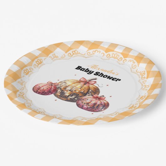 Disco Pumpkin Patch Baby Dusche Pappteller (Schrägansicht)