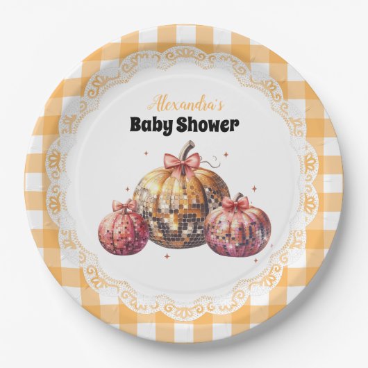 Disco Pumpkin Patch Baby Dusche Pappteller (Vorderseite)