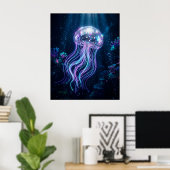 Disco Qualle Neon Abgrund Poster (Heimbüro)