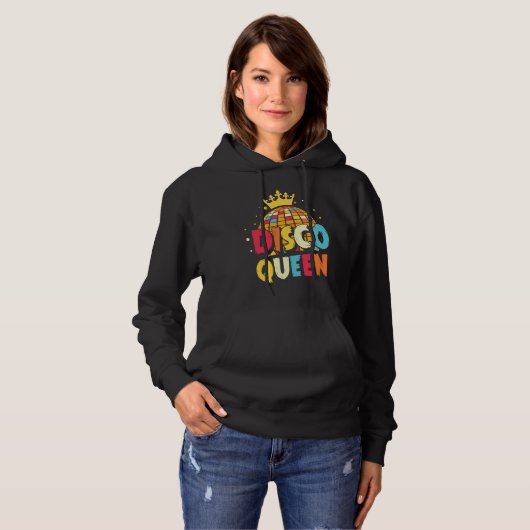Disco Queen 1970s Retro Party 70s Matching Hallowe Hoodie (Vorne ganz)