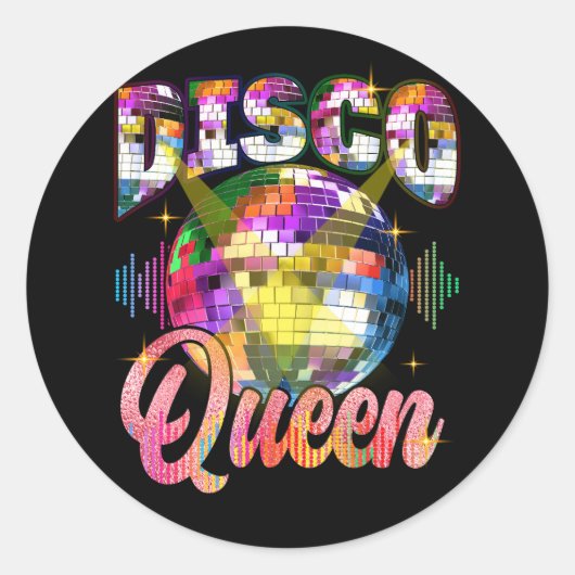 Disco Queen 70er Themed Dancing 70 Ball Cost Runder Aufkleber (Vorderseite)
