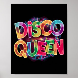 Disco Queen Vintag 80's Retro Party Outfit Women' Poster