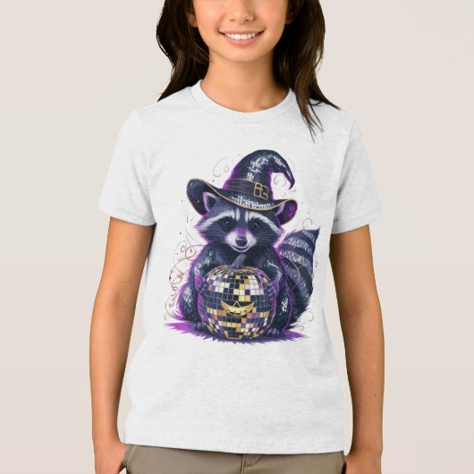 Disco Raccoon Halloween T - Shirt - Lebhafte Hexe (Vorderseite)