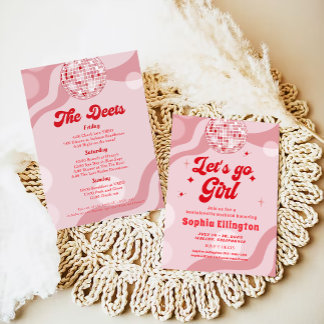 Disco Retro 70er Bachelorette Einladung