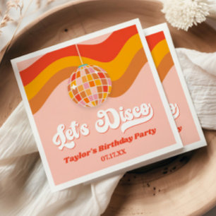 Disco Retro 70er Red Orange Geburtstagsparty Serviette