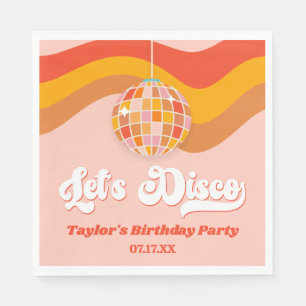 Disco Retro 70er Red Orange Geburtstagsparty Serviette