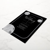 Disco Retro Black Silver Wedding Folieneinladung (Gedreht)
