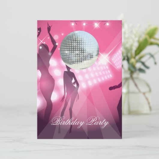 Disco Retro Geburtstagsparty Einladung (Stehend Vorderseite)